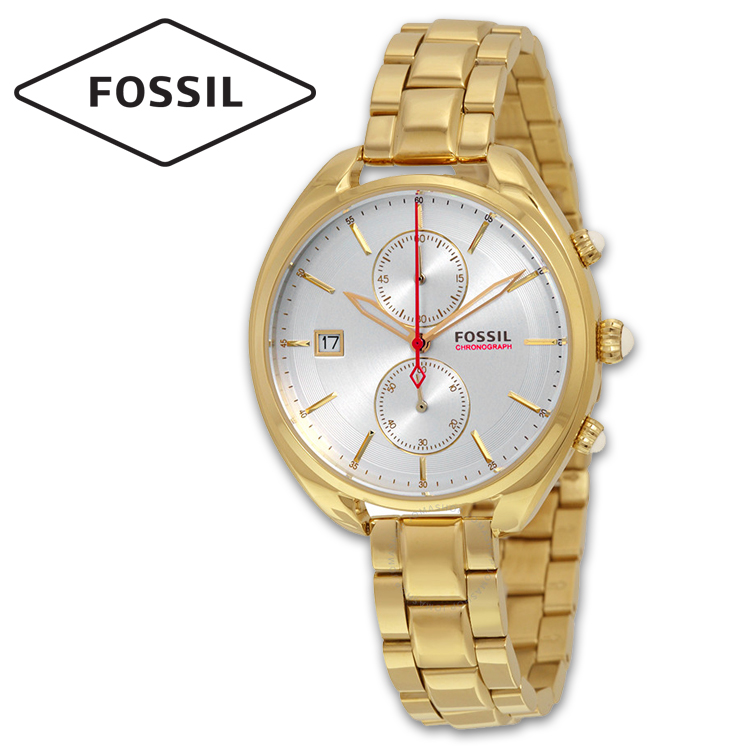 Limited Fossil Chronograph Silver Dial Gold-tone Ladies Watch